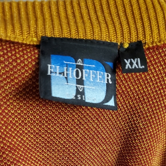 Retired Elhoffer Design House Cropped Cardigan In Solid Red With Yellow Accent - Picture 6 of 7